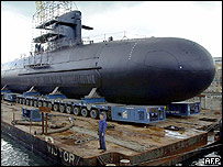 Scorpene type submarine under construction 